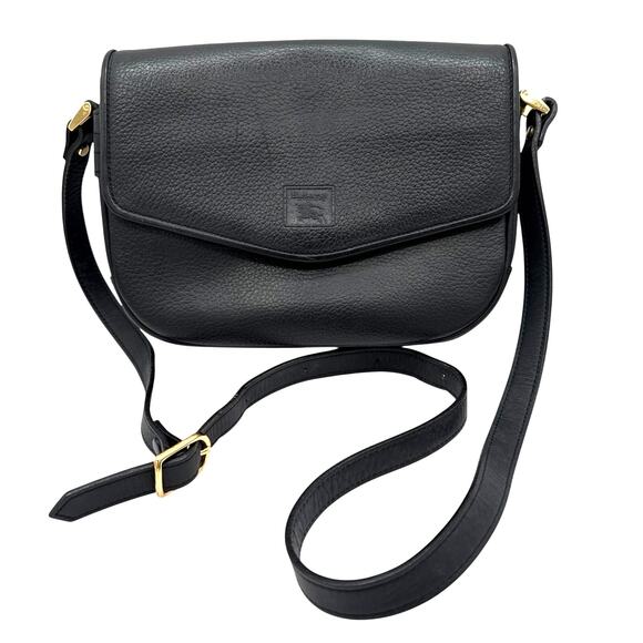 Authentic Vintage Burberry Black Leather Crossbody Bag - Picture 1 of 6